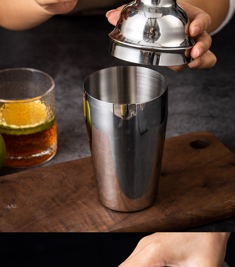 6/7/10-Piece Stainless Steel Cocktail Shaker Set, 304 Bartending Tools With Storage Bag displayed as a complete home bar tool collection