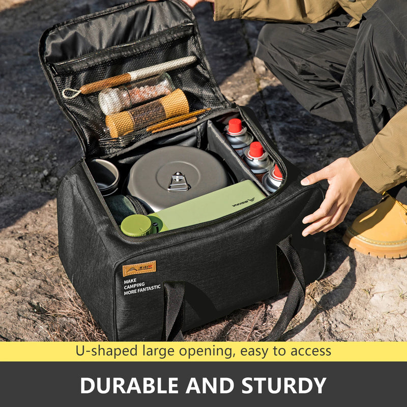 BISINNA Camping Storage Bag 26L/30L/42L, Foldable Gas Tank Organizer With Adjustable Dividers made from durable Oxford cloth for outdoor trips