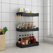 2/3-Tier Kitchen Spice Rack, Countertop Seasoning Organizer With Hooks, Plastic Storage in a compact vertical design for kitchens, bathrooms, and offices