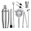 6/7/10-Piece Stainless Steel Cocktail Shaker Set, 304 Bartending Tools With Storage Bag with shaker, jigger, strainer, and mixing tools