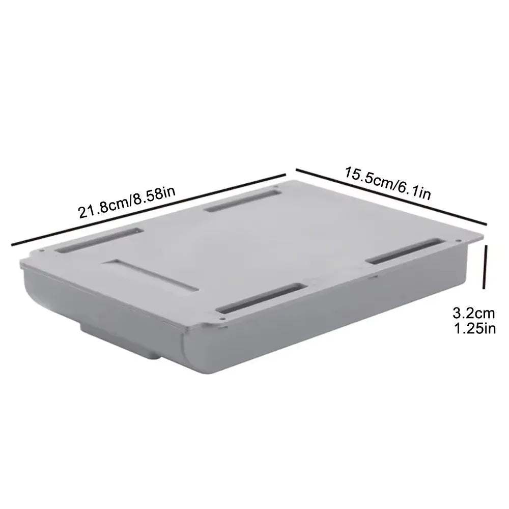 1pc White Under-Desk Storage Drawer, Self-Adhesive Hidden Organizer For Makeup, Pens & Supplies