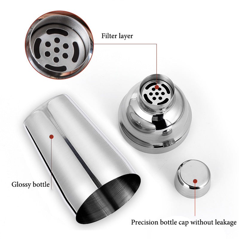 6/7/10-Piece Stainless Steel Cocktail Shaker Set, 304 Bartending Tools With Storage Bag with portable storage bag for home bars and parties