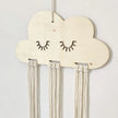 Solid Wood Cloud Ornament Jewelry Hairpin Bow Storage Holder, Rustic Decorative Organizer shown in a cloud-shaped design