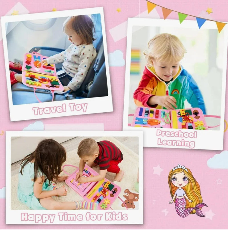 Montessori Busy Board For Toddlers, Sensory Life Skills Toy With Dressing Activities, Ages 3-6 made from soft, durable felt