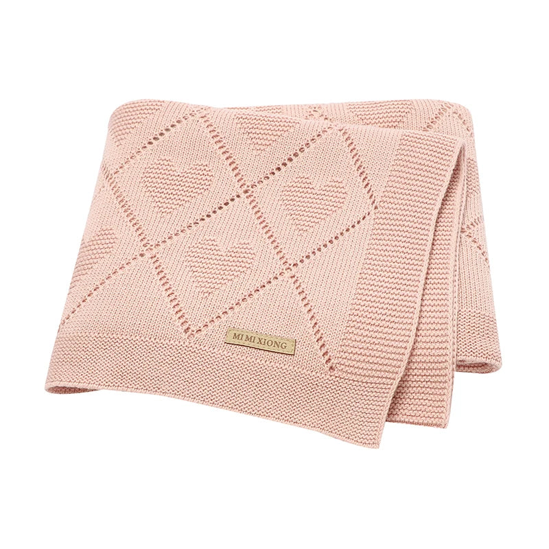 Soft Cotton Baby Blanket 90x70cm Newborn Knit Swaddle Wrap For Stroller Nursery in a cozy solid-color design