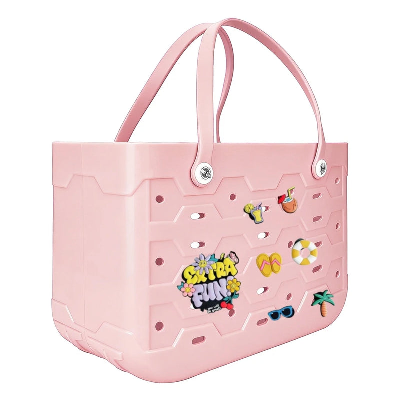 Unisex PVC Waterproof Tote Bag, Hollow-Out Beach Picnic Shopping Storage Basket for beach, shopping, picnic, and pool use