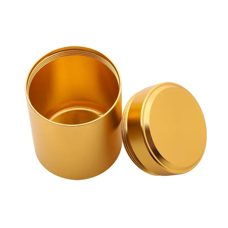 Mini Stainless Steel Airtight Storage Tin, Portable Travel Jar For Nuts Candy Tea, 4.5cm x 7cm with secure lid for storing dry snacks and tea