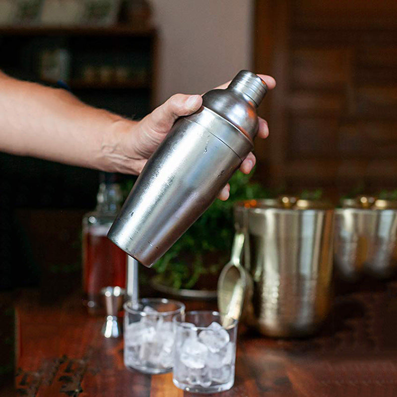6/7/10-Piece Stainless Steel Cocktail Shaker Set, 304 Bartending Tools With Storage Bag displayed for mixing cocktails, martinis, and mocktails