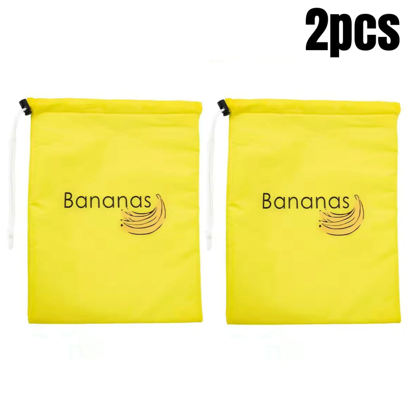 Reusable Yellow Banana Storage Bag, Drawstring Produce Keeper For Fruits & Vegetables made from lightweight reusable fabric