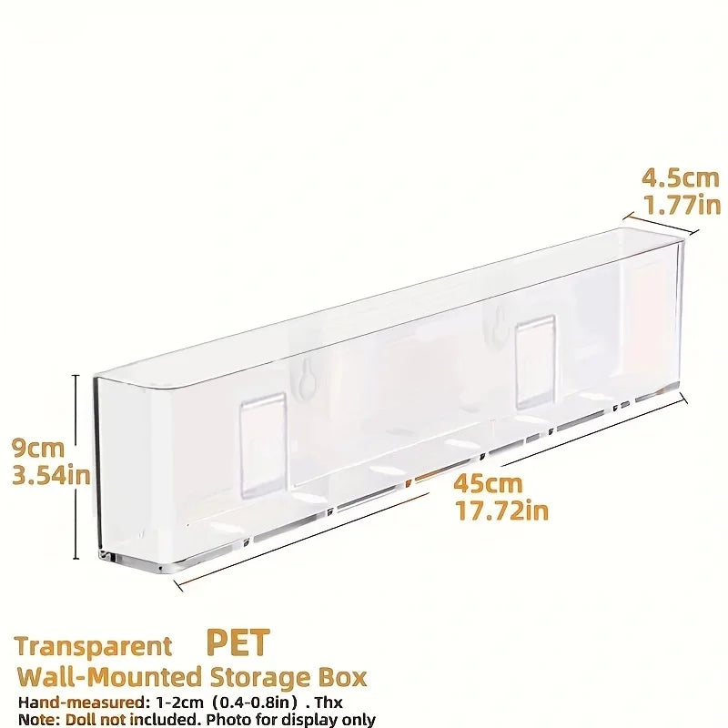 Wall-Mounted Transparent PET Book Display Rack, No-Drill Magazine Organizer For A4 Sheets mounted on a wall for space-saving storage