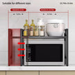 Expandable Microwave Shelf Organizer, 42-64cm Adjustable Rust-Resistant Countertop Rack with sturdy black rust-resistant frame