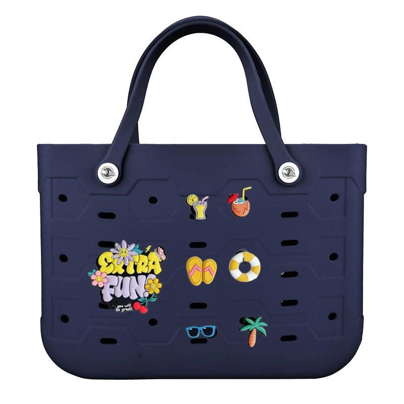Unisex PVC Waterproof Tote Bag, Hollow-Out Beach Picnic Shopping Storage Basket with spacious open interior