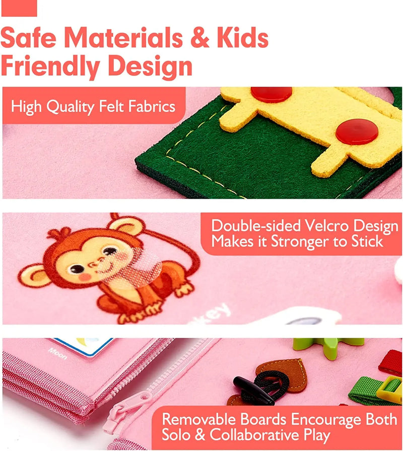 Montessori Busy Board For Toddlers, Sensory Life Skills Toy With Dressing Activities, Ages 3-6 portable educational toy for travel and screen-free play