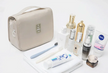 Waterproof Hanging Travel Makeup Bag, Foldable Toiletry Organizer With Hook hanging from a bathroom hook