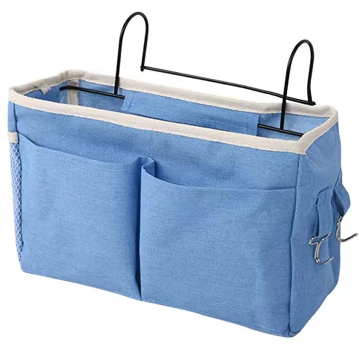 Hanging Bedside Organizer With Wire Frame, Bunk Bed Storage Bag For Books And Accessories