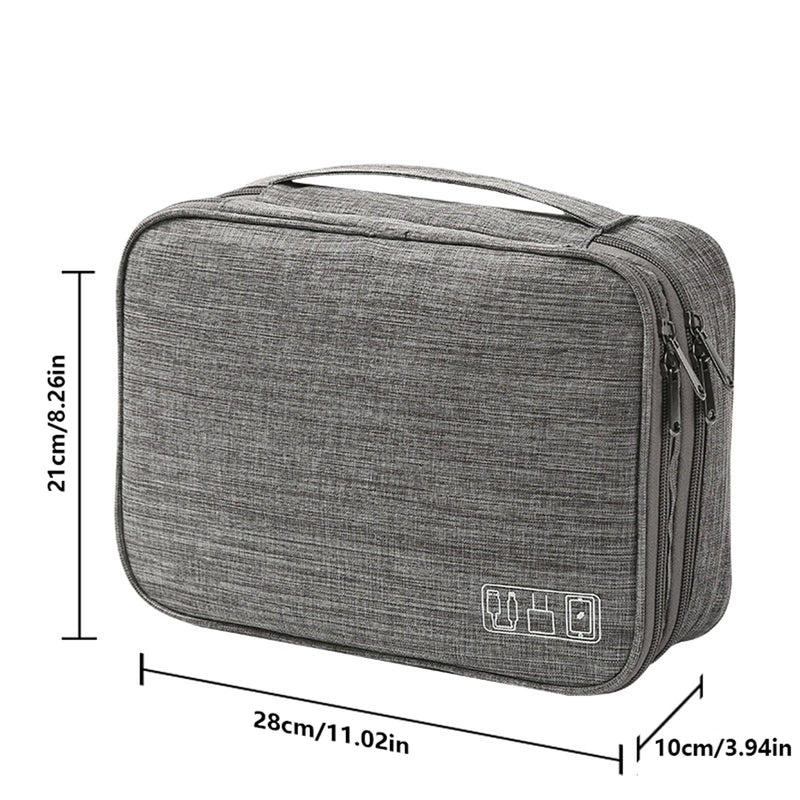 Waterproof EVA Cable Organizer Bag, Portable Electronics Travel Case For USB Chargers with organized compartments for cords, adapters, earbuds, and USB drives