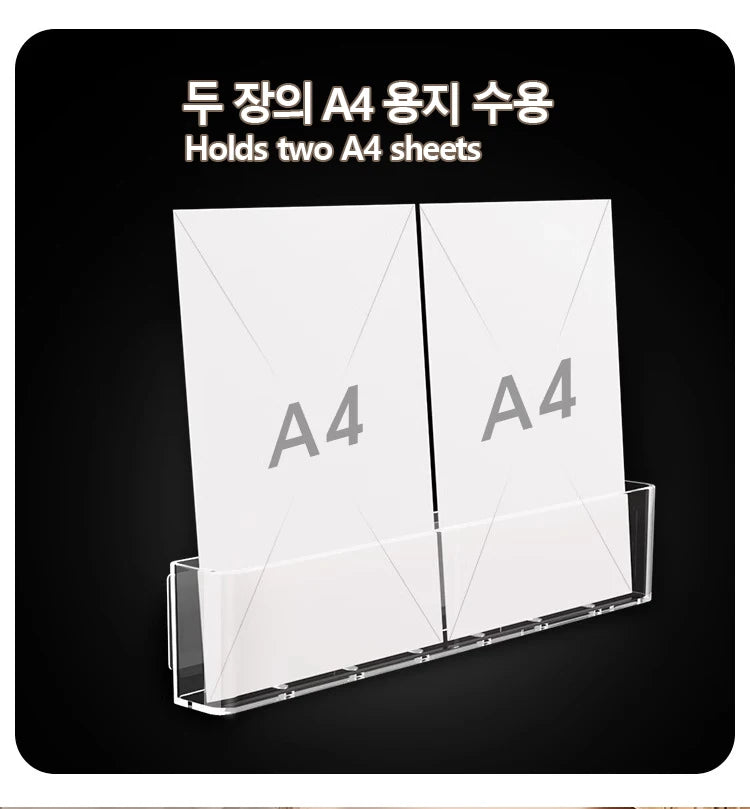 Wall-Mounted Transparent PET Book Display Rack, No-Drill Magazine Organizer For A4 Sheets made from durable transparent PET plastic