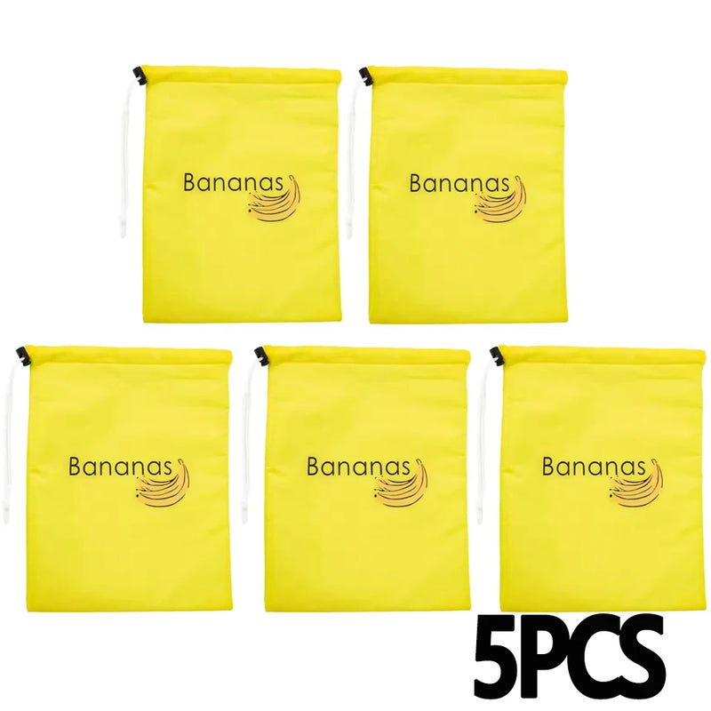 Reusable Yellow Banana Storage Bag, Drawstring Produce Keeper For Fruits & Vegetables with convenient drawstring closure