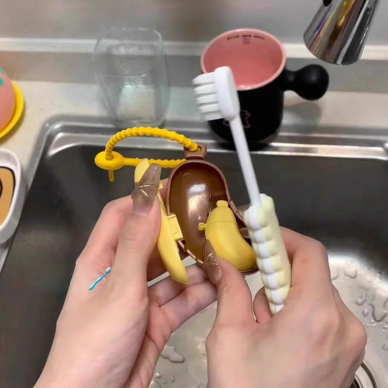 Banana Toothbrush Travel Case With Protective Cap, Toothpaste Box, Reusable ABS designed for travel, gym bags, and overnight stays