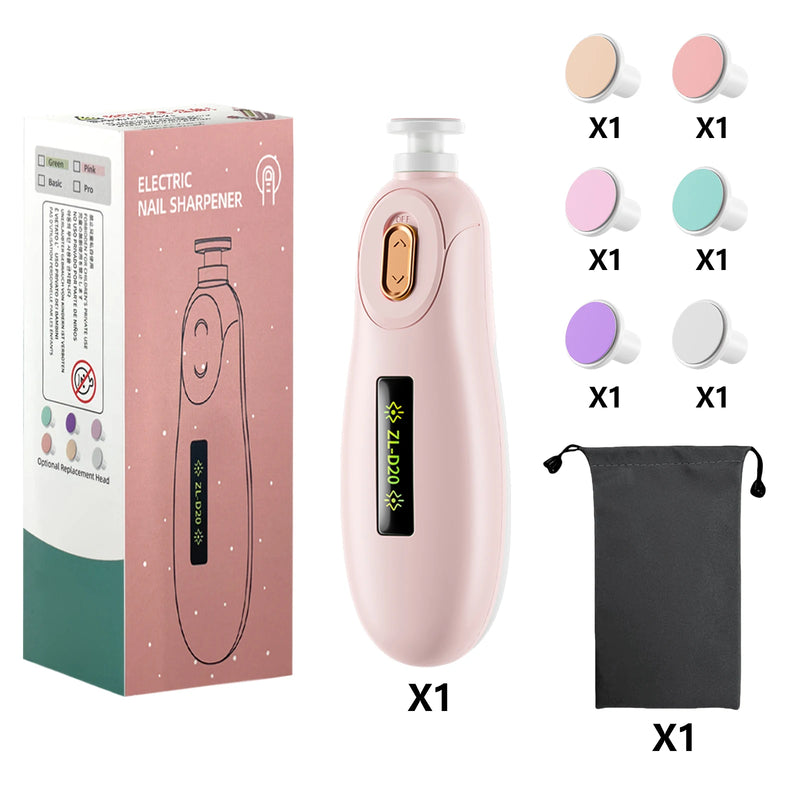 Electric Baby Nail Trimmer Kit With LED Light, Safe File For Newborns, Infants & Adults shown in a compact handheld design