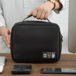 Travel Electronics Organizer Bag, Multi-Layer Oxford Cable, Charger And Tech Accessory Case shown with organized cables and chargers