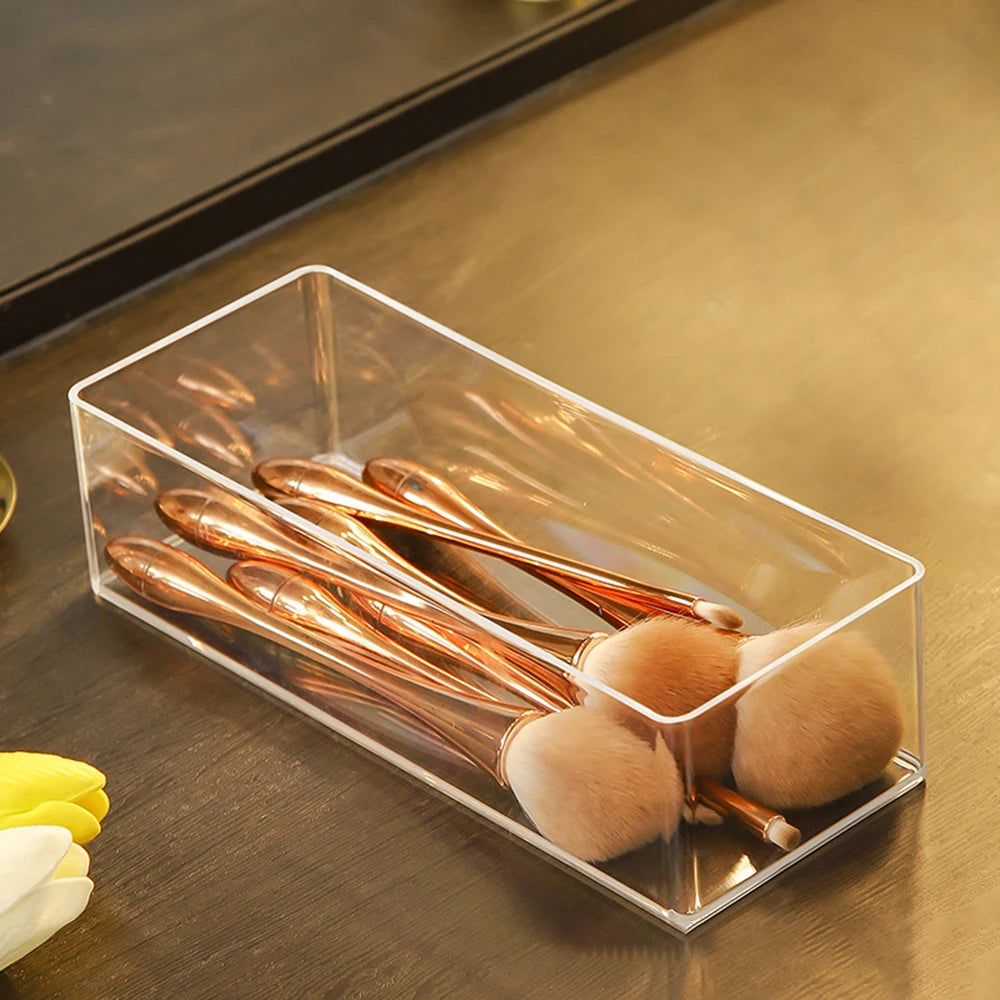 Clear Acrylic Lipstick Organizer Box, Layered Makeup Storage Drawer With Multiple Compartments