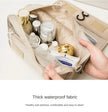 Waterproof Hanging Travel Makeup Bag, Foldable Toiletry Organizer With Hook showing spacious storage for travel essentials