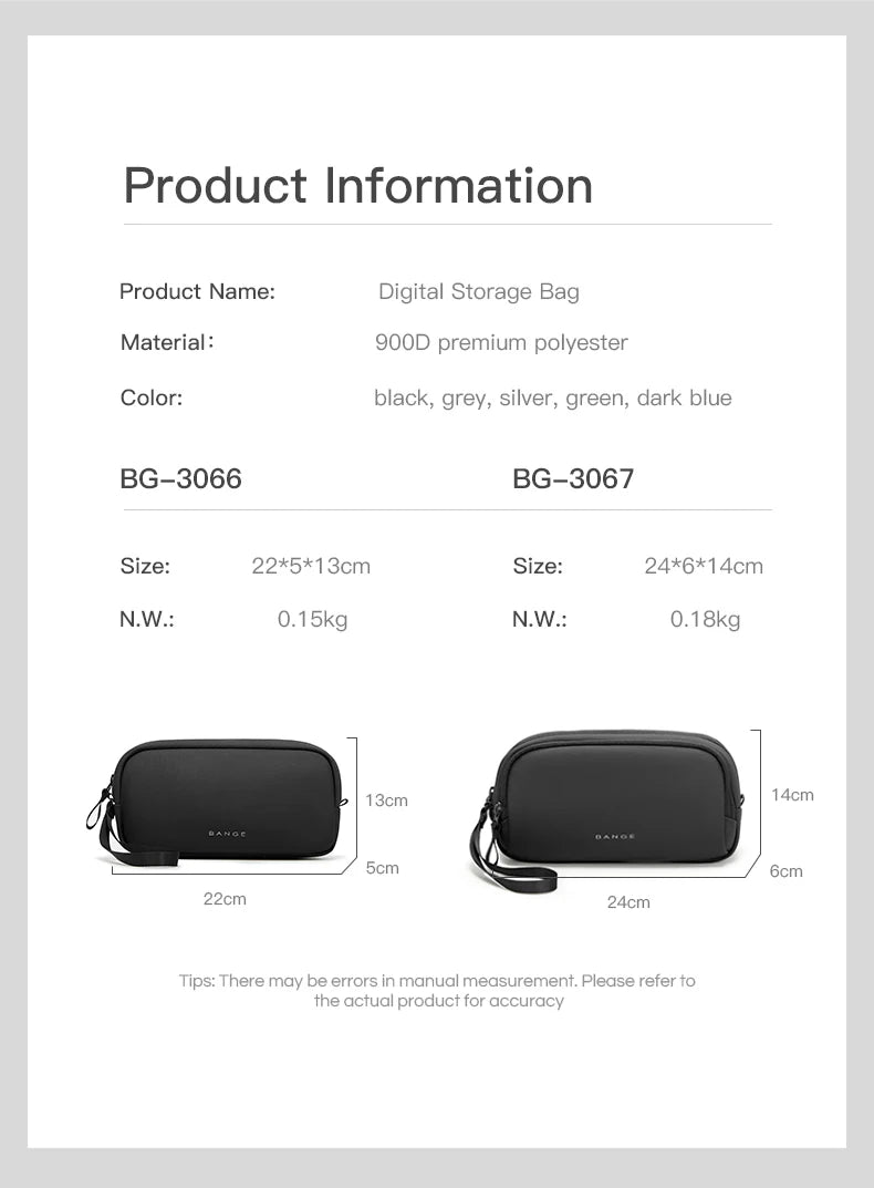 BANGE Electronics Organizer Bag, Waterproof Travel Case With USB Cable Storage For Gadgets shown in a compact rectangular design