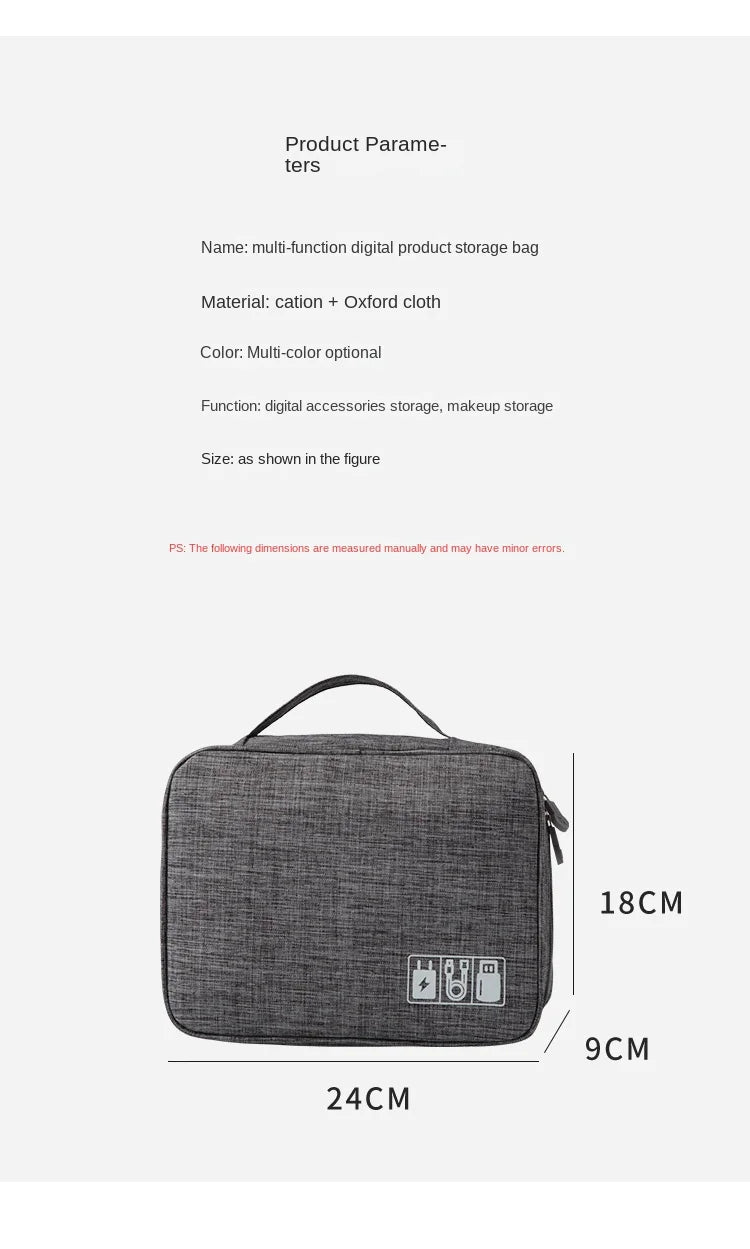 Travel Electronics Organizer Bag, Multi-Layer Oxford Cable, Charger And Tech Accessory Case for storing USB cables, power banks, and tech accessories