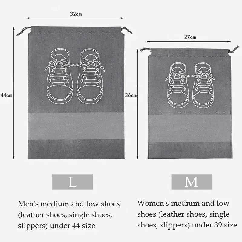 10-Pack Foldable Non-Woven Shoe Storage Bags With Transparent Pockets, Travel Organizers folded flat for travel, suitcase, and under-bed storage