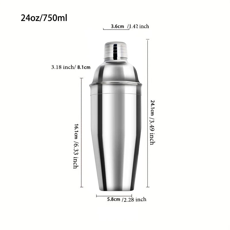 6/7/10-Piece Stainless Steel Cocktail Shaker Set, 304 Bartending Tools With Storage Bag with shaker, strainer, jigger, and bar accessories
