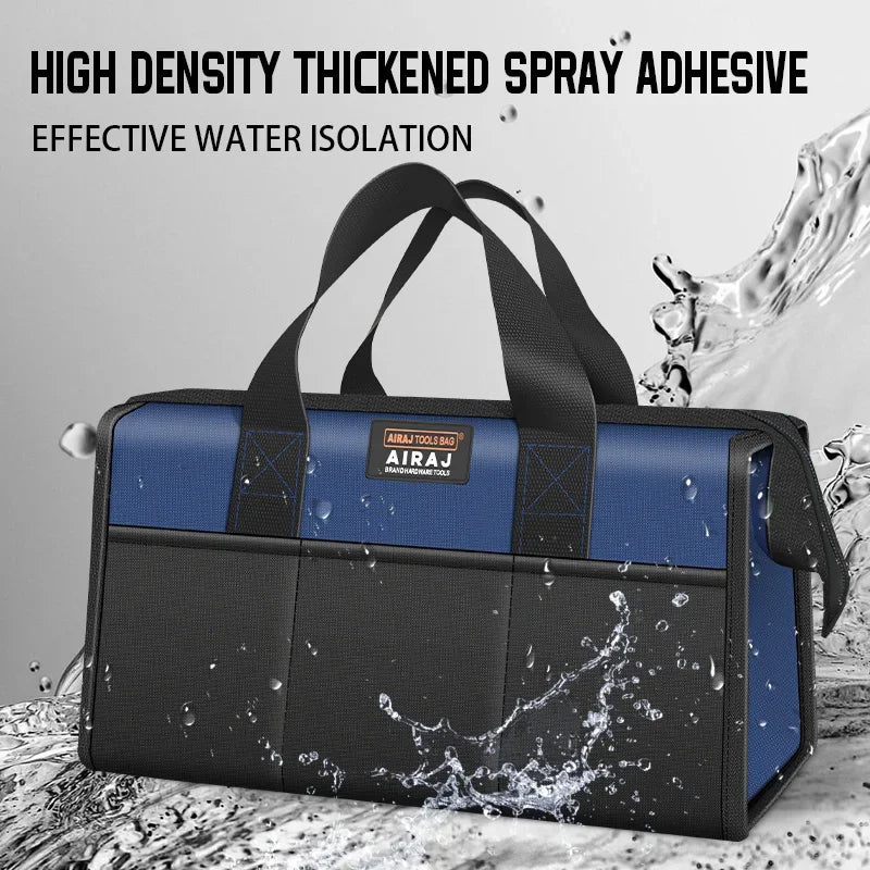 AIRAJ 14-Inch Tool Bag, Waterproof Oxford Cloth Electrician Organizer With 5 Pockets shown in a durable portable design