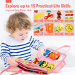 Montessori Busy Board For Toddlers, Sensory Life Skills Toy With Dressing Activities, Ages 3-6 with practical buckles, buttons, snaps, and dressing skills