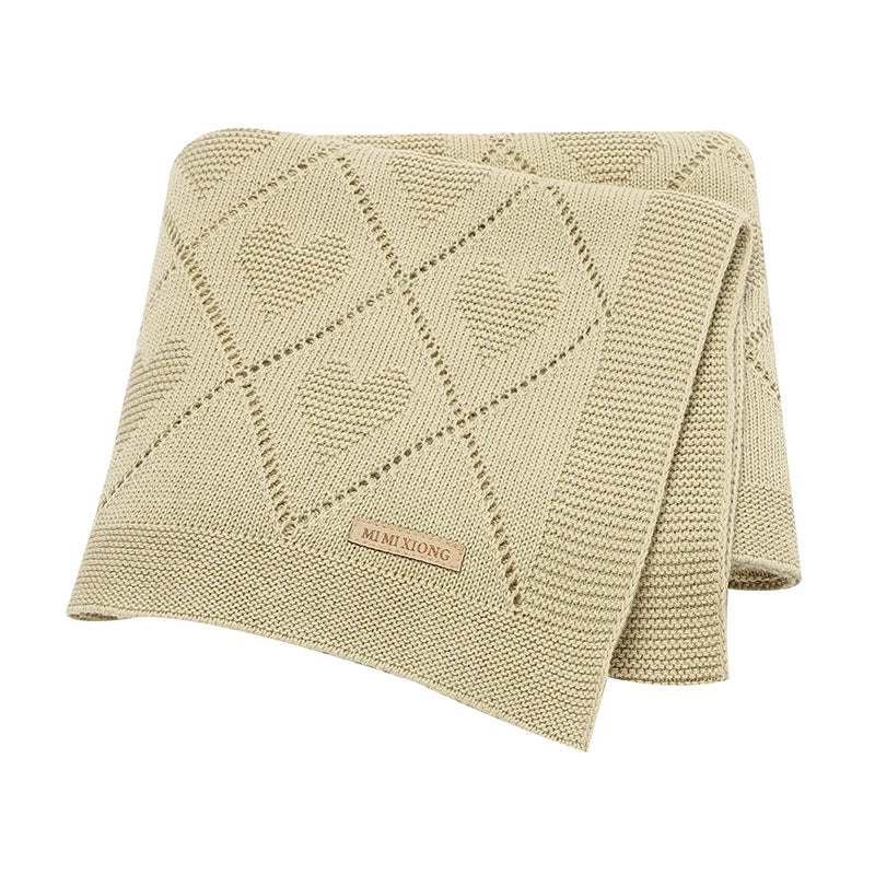 Soft Cotton Baby Blanket 90x70cm Newborn Knit Swaddle Wrap For Stroller Nursery in a cozy knit design