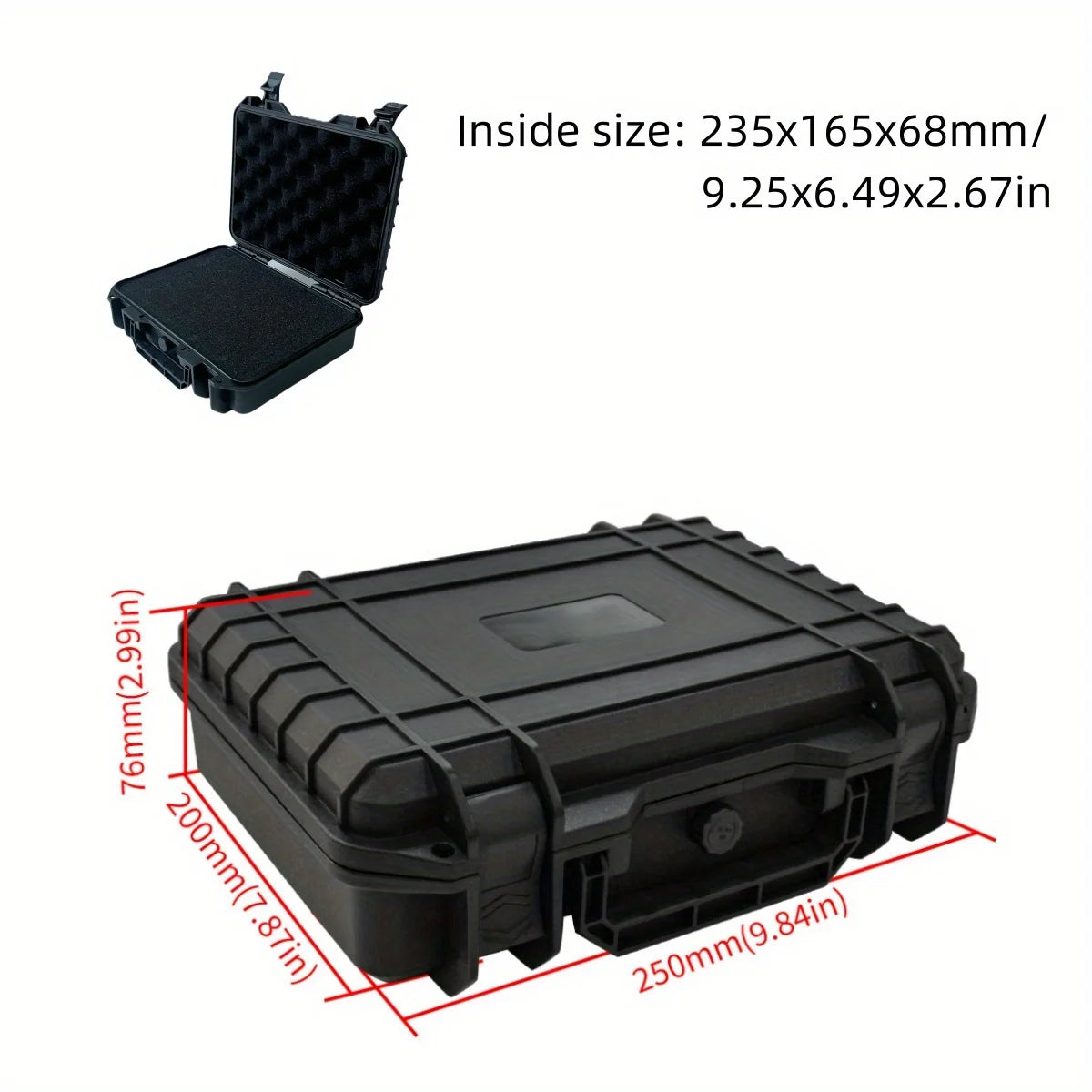 Waterproof Hard Plastic Storage Case, Durable Tool And Instrument Organizer With Secure Lid
