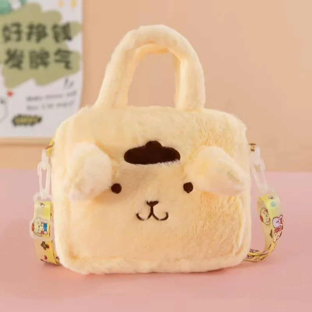Sanrio Cinnamoroll Kuromi Plush Backpack, 18x18cm Cute Cartoon Travel Storage Bag