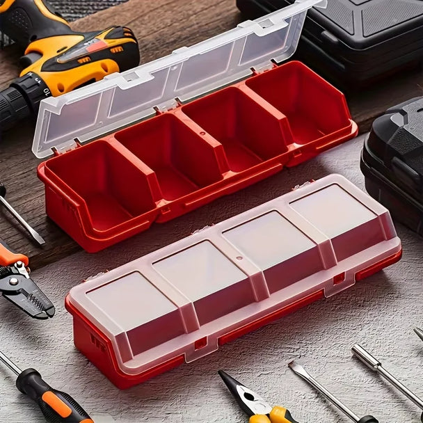 1Pc/2Pcs Multi-Compartment Plastic Organizer Box For Screws, Jewelry, Beads And Small Parts, transparent divided storage box