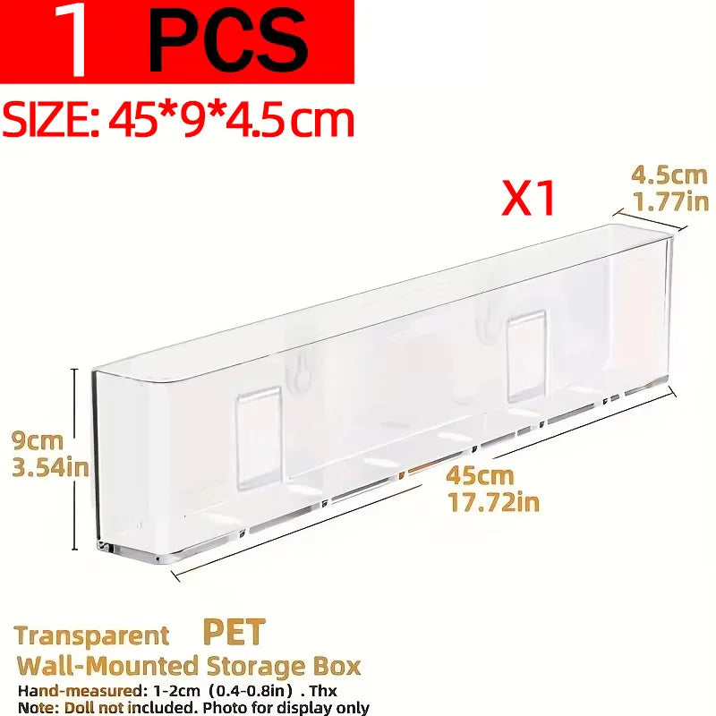Wall-Mounted Transparent PET Book Display Rack, No-Drill Magazine Organizer For A4 Sheets with adhesive no-drill installation on a smooth wall