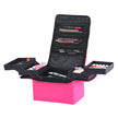4-Tier Makeup Train Case, Portable Cosmetic Organizer, Adjustable Nail Storage Travel Bag with organized compartments for cosmetics and beauty tools