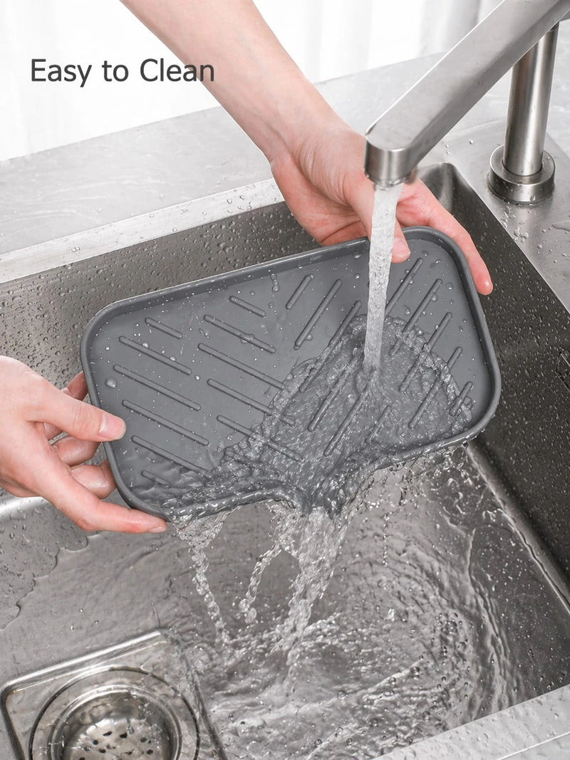 1/2Pcs Silicone Sink Caddy Tray With Drainage, Sponge Soap Holder, Space-Saving Kitchen Organizer holding sponges and dish soap