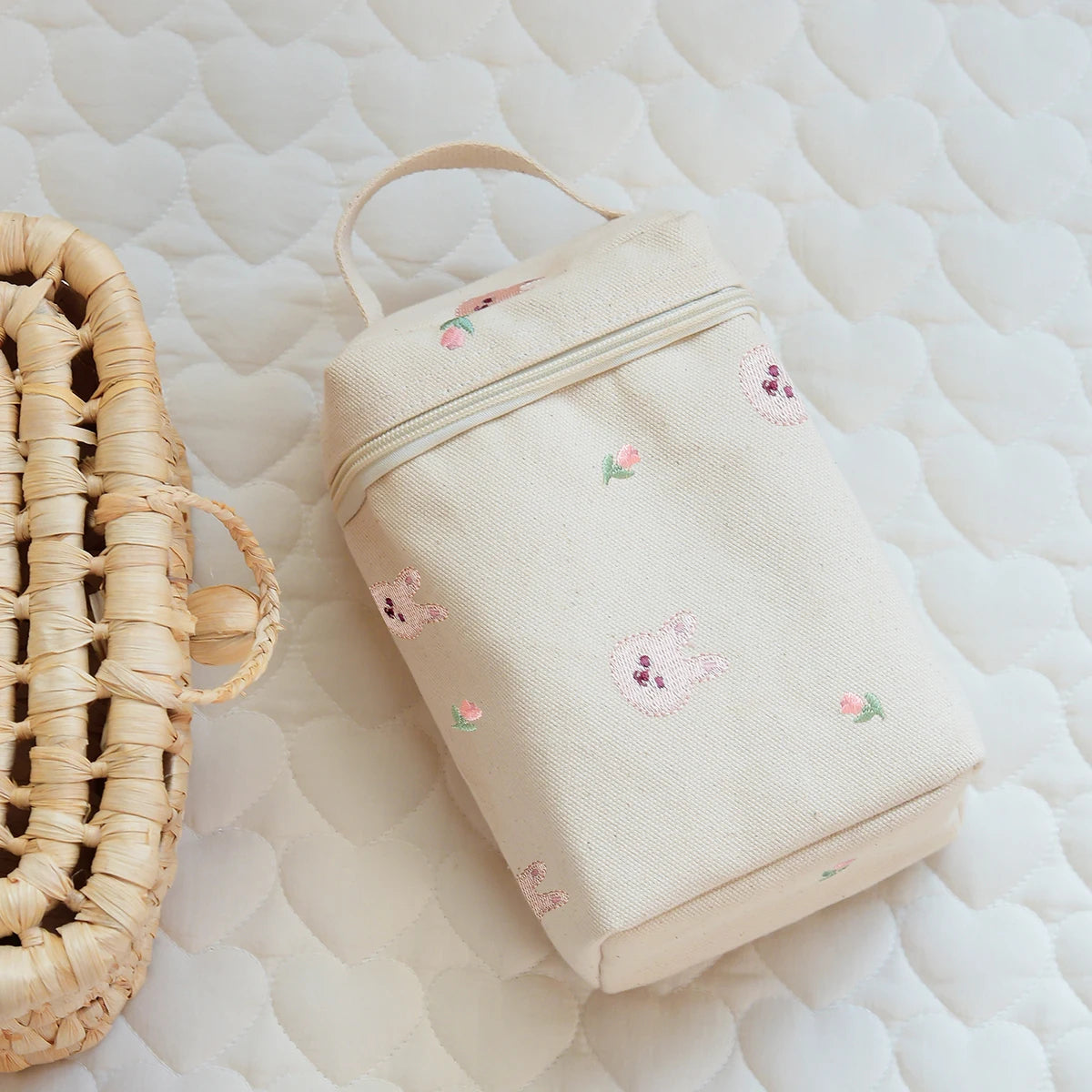 Insulated Baby Bottle Storage Bag, 240ml Breast Milk Cooler Tote, Polyester Cartoon Design