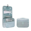 Waterproof Hanging Travel Makeup Bag, Foldable Toiletry Organizer With Hook shown open for organized cosmetics and toiletries