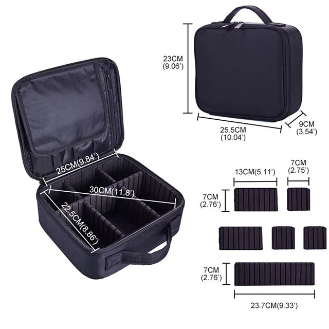 Makeup Bag Train Case Makeup Cosmetic Bag Organizer Portable Artist Storage Bag With Adjustable Dividers Makeup Brush Case