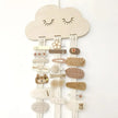 Solid Wood Cloud Ornament Jewelry Hairpin Bow Storage Holder, Rustic Decorative Organizer shown as a cloud-shaped wooden accessory holder