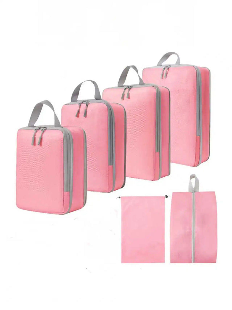 4/6-Piece Compression Packing Cubes, Waterproof Polyester Travel Luggage Organizer Bags for neatly organizing clothes, shoes, toiletries, and travel essentials