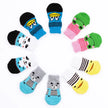 4-Piece Cute Pet Dog Socks, Printed Non-Slip Cat Shoes, Warm Polyester Paw Protectors with non-slip paw print design