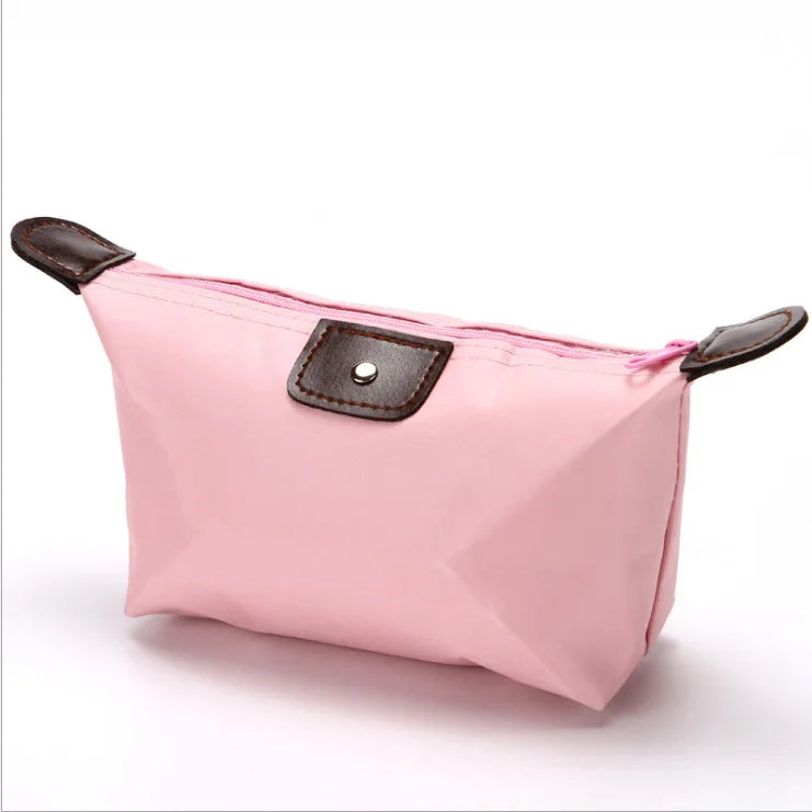 Waterproof Nylon Cosmetic Bag For Women, Cute Dumpling Shape, Zipper Makeup Travel Pouch made from lightweight nylon