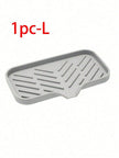 1/2Pcs Silicone Sink Caddy Tray With Drainage, Sponge Soap Holder, Space-Saving Kitchen Organizer beside a kitchen sink