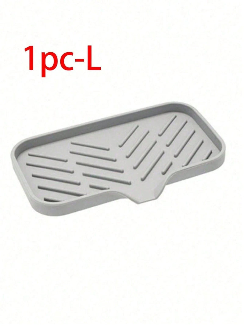 1/2Pcs Silicone Sink Caddy Tray With Drainage, Sponge Soap Holder, Space-Saving Kitchen Organizer beside a kitchen sink