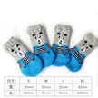 4-Piece Cute Pet Dog Socks, Printed Non-Slip Cat Shoes, Warm Polyester Paw Protectors with soft knitted polyester fabric and playful animal print